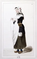 Eine Guillotinenstrickerin im Jahr 1793. ca. 1810 (Gravur)