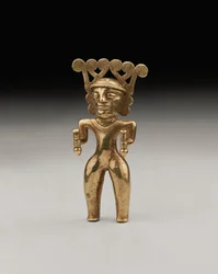 Eine seltene goldene Schamanenfigur im Internationalen Stil, wahrscheinlich aus Panama oder Costa Rica, ca. 500-1000