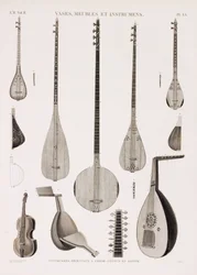 Eine Serie von Illustrationen von Musikinstrumenten