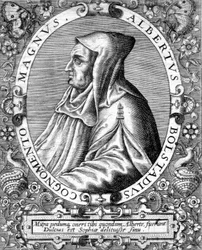 Albertus Magnus (1193/1206-1280) deutscher Dominikanermönch, Wissenschaftler, Philosoph und Theologe, Gravur