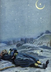 Allegorie der türkischen Nationalhymne: ein Soldat, der für sein Land starb, um 1900