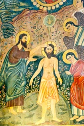 Taufe von Jesus Christus durch Johannes den Täufer im Jordan, Bethlehem Kirche, Isfahan, Iran