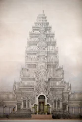 Asian Civilisations Museum, Angkor, Erkundung der heiligen Stadt Kambodschas, Vorderansicht der drei ersten Gehege von Angkor Wat, Louis Delaporte, Kambodscha