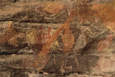 Australien, Northern Territory, Arnhemland, Kakadu-Nationalpark, Obiri Rock, Felsmalereien der Aborigines