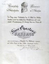 Babbage-Ehrendiplom an Charles Babbage verliehen