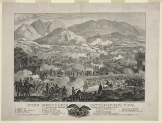 Schlacht von Buena Vista, auch bekannt als Schlacht von Angostura, General Zachary Taylors Truppen zwingen General Antonio Lopez de Santa Anna zum Rückzug, 23. Februar