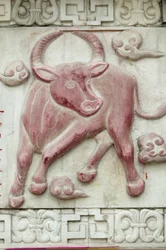 Chinesisches astrologisches Zeichen. Weißer Wolkentempel, Peking, China