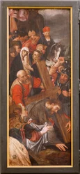 Kirche Saint-Martin. Innenansicht. Triptychon. Die Kreuzigung.