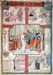 Taufe von Chlodwig durch den Heiligen Remigius in Reims, ca. 1930