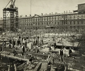 Bau der neuen Regierungsbüros, Great George Street, Westminster, London, 24. September 1902, UK (s/w Foto)