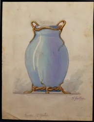Entwurf für eine ovale blaue Vase, Haus Carl Fabergé