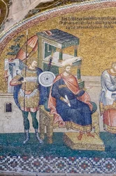 Detail des Statthalters Quirinius in der Szene der Steuererhebung, Chora-Kirche, Istanbul, Türkei