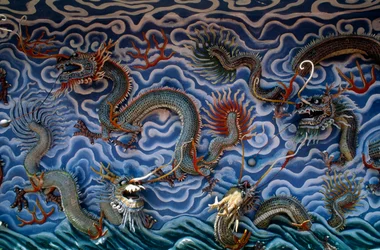 Drachen, Haw Par Villa (Tiger Balm Garten), ein Themenpark basierend auf chinesischer Mythologie und Legenden, Singapur