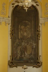 Frankreich. Großer Osten. Murthe-et-Moselle. Luneville. Kirche des Heiligen Jakob. Gemälde von Jean Girardet im Chor. Barockkunst. Architektur. Fotografie