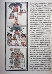 Fest von Toxcatl und sein Opfer, Buch II des Florentiner Kodex, zweisprachige Version in Spanisch und Nahuatl, Allgemeine Geschichte der Dinge von Neuspanien (Historia general de las cosas de Nueva España), Aztekische Zivilisation