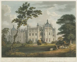 Forton - Aqualate Hall: getönte Aquatinta-Radierung, undatiert [um 1814]