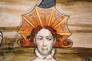 Fresken des Baronsaals (15. Jahrhundert), (Detail), Castello della Manta, Manta (Cuneo), Piemont, Italien