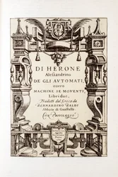 Frontispiz von „Die Automaten“ von Heron von Alexandria (1. Jahrhundert) 1589