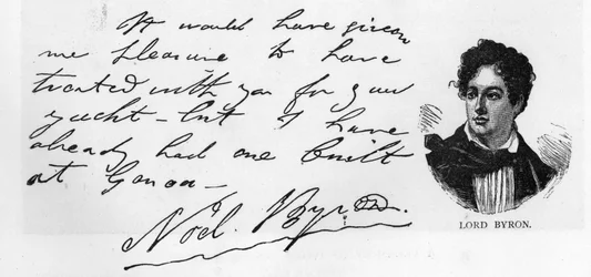 Handschrift und Unterschrift von Lord Byron, März 1822