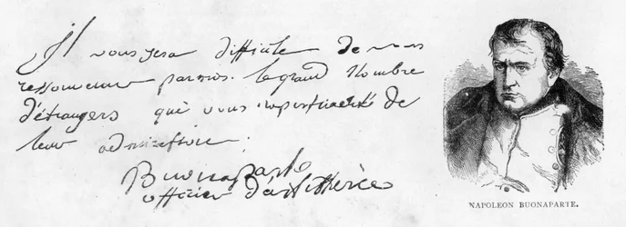 Handschrift und Unterschrift von Napoleon I. während der frühen Phase seiner Karriere als Artillerieoffizier