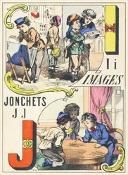 I J : Bilder, Jonchets - Spiele-Alphabet, ca. 1890 (Illustration)