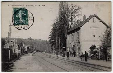 Ile de France, Essonne (91), Chamarande: Blick auf den Bahnhof - Postkarte von 1908