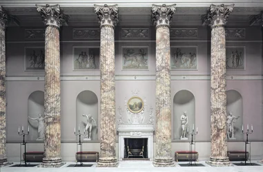 Kedleston Hall, Innenansicht der Marmorsaal, gebaut von Robert Adam, Derbyshire, UK