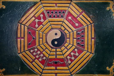 Khanh Van Nam Vien Taoistische Pagode. Yin-Yang-Symbol. Ho Chi Minh Stadt. Vietnam