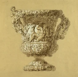 Großer Weinkrug. Sepia-Aquarellzeichnung von Charles Nicolas Odiot, ca. 1834