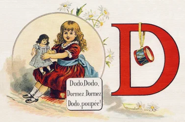 Buchstabe D: Schlafende Puppe (Illustration aus „ABC L