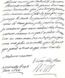 Brief von Ludwig XIV. an Maria von Modena, in dem er ihr zur Geburt eines Prinzen, James Edward, Prinz von Wales, gratuliert