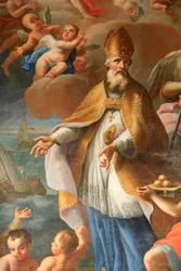 Leben des Heiligen Nikolaus, Bischof von Myra. Kirche St. Nicolas de Veroce, Saint-Nicolas de Veroce, Frankreich