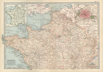 Karte von Frankreich, ca. 1900 (Kupferstich)