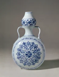 Ming blau-weiße Pilgerflasche, Hsuan Te Mark (1426-35)