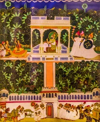 Miniaturmalerei, Meherangarh-Fort, Jodhpur, Jodhpur, Rajasthan, Indien, Asien