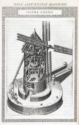 Mühle, Schnitt zur Darstellung der Funktionsweise