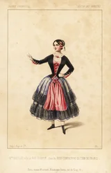 Mrs. Elisabeth Augustine Bressant als Nini Pompon in les Deux Compagnons du Tour de France von Lockroy und Wailly, Theatre des Varietes