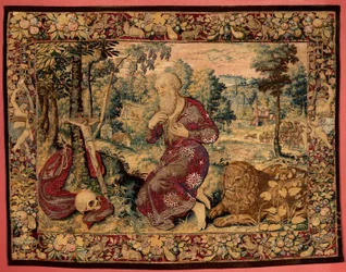 Museumssammlungen. Flämischer Wandteppich. Heiliger Hieronymus