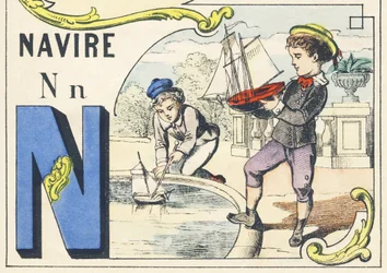 N: navire - Spiele Alphabet, ca. 1890