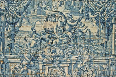 Oporto, Se-Katholische Kathedrale (ursprünglich 12. Jahrhundert), Azulejos, handbemalte blaue Fliesen