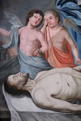 Unsere Liebe Frau von der Himmelfahrt Kirche. Christusgemälde. Cordon, Frankreich
