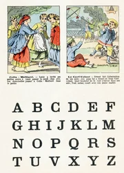 Seite 1 - Kinderspiele: Blindekuh, Drachensteigen - Alphabet - Kinderspiele - Bildsprache von Epinal, populäre Serie, um 1890