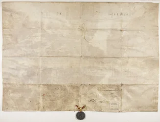 Päpstliche Bulle zur Bestätigung der Charta von Bischof Henry Wardlaw, verso