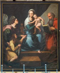 Pfarrkirche Onze-Lieve-Vrouwekerk van Pamele. Innenansicht. Madonna (Madonna mit Fisch, Tobias). Kopie von Rafael (?).