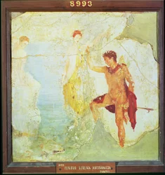 Perseus befreit Andromeda, aus dem Haus der fünf Skelette, Pompeji, 4. dekorativer Stil, ca. 30 n. Chr.