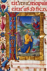 Piccolomini-Bibliothek: Chorbuch, cod. 7.G, ff. 40v mit „Vision des Jeremias“, von Guidoccio Cozzarelli (Detail)