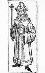 Porträt von Karl IV. von Luxemburg (1316-1378), deutscher König und König von Böhmen (als Karl) von 1346 bis 1378 und Heiliger Römischer Kaiser von 1355 bis 1378, Holzschnitt