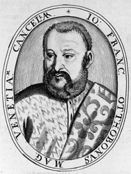 Porträt von Francesco Ottoboni (16. Jahrhundert), Großkanzler von Venedig, Gravur