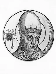 Porträt von Johannes III. (gestorben 574), 61. Papst der katholischen Kirche ab 561, Gravur