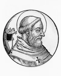 Porträt von Leo II. (gestorben 683), 80. Papst der katholischen Kirche ab 682, Gravur